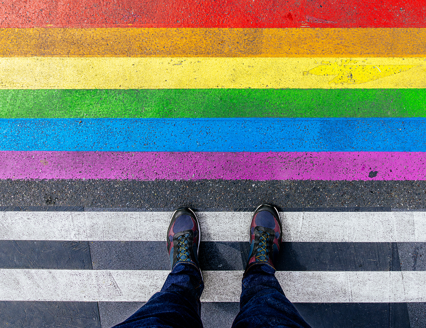 Pride flag street paint